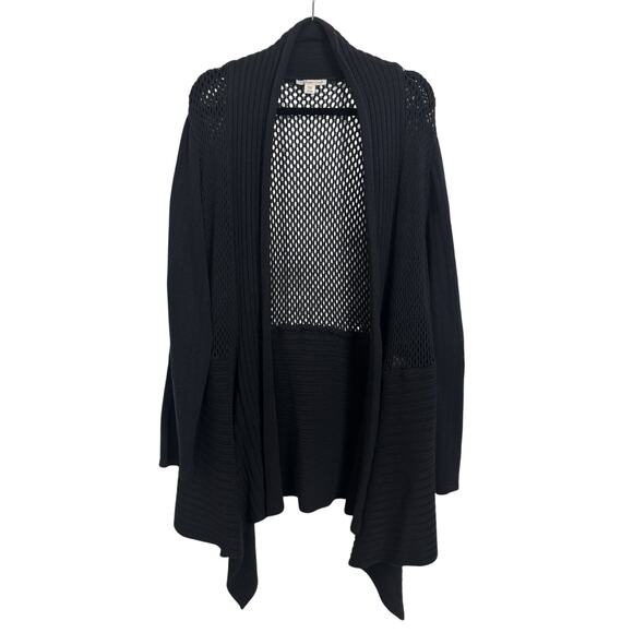 Coldwater Creek Rabbit Hair Blend Black Open Front Long Line Cardigan Size XL - Picture 1 of 8